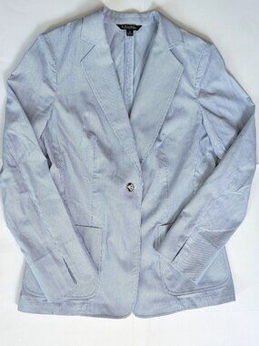 Brooks Brothers Light Blue Seersucker Women's Blazer Striped Work Jacket 8